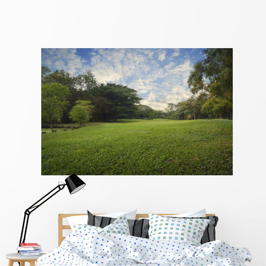 Green Grass Field City Wall Decal
