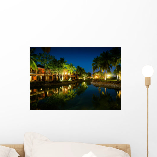 Cottages and Palm Trees Wall Decal
