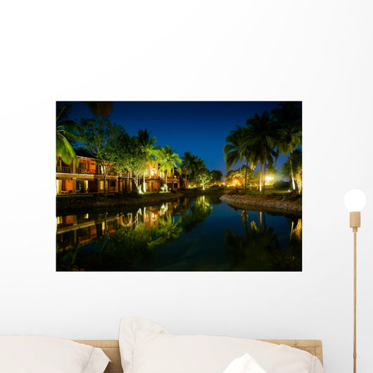 Cottages and Palm Trees Wall Decal
