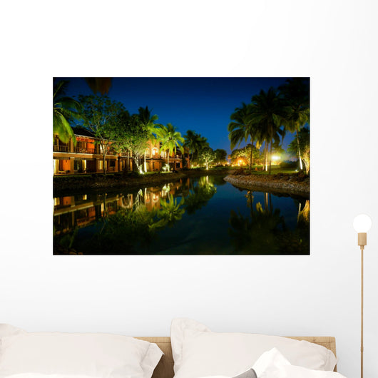 Cottages and Palm Trees Wall Decal