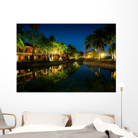 Cottages and Palm Trees Wall Decal