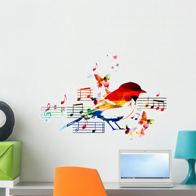 Colorful Music Design with Wall Decal Design 1 shown on a wall
