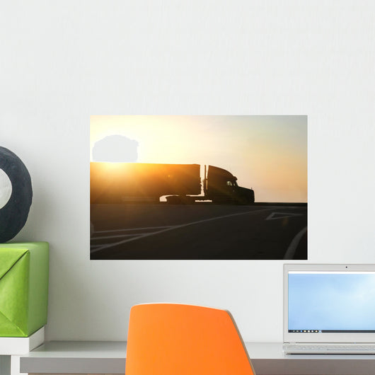 Truck Goes Highway Sunset Wall Decal
