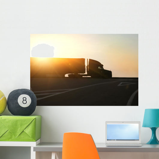 Truck Goes Highway Sunset Wall Decal