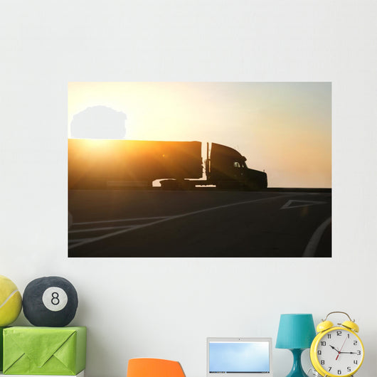 Truck Goes Highway Sunset Wall Decal