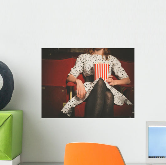 Young Woman Sitting Movie Wall Decal