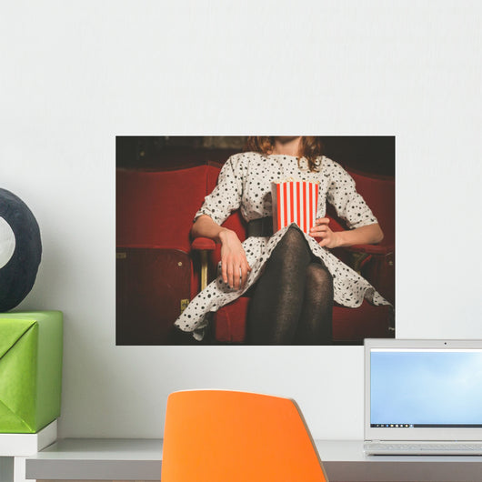 Young Woman Sitting Movie Wall Decal