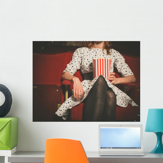 Young Woman Sitting Movie Wall Decal
