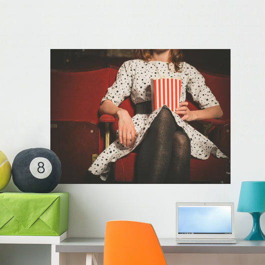 Young Woman Sitting Movie Wall Decal