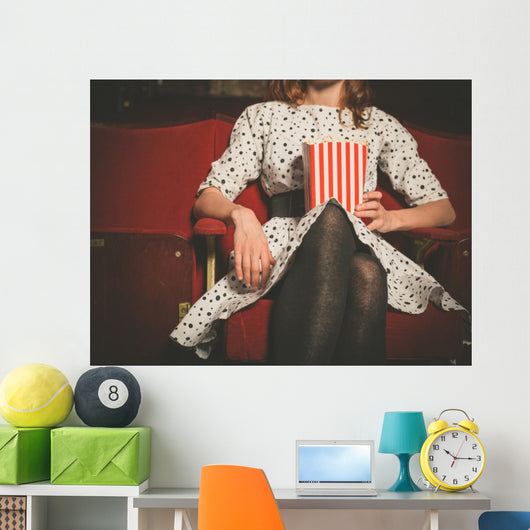 Young Woman Sitting Movie Wall Decal