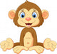 Cartoon Cute Monkey Sitting Wall Decal Design 2