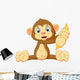 Cartoon Monkey Holding Banana Wall Decal