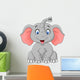 Cute Elephant Cartoon Sitting Wall Decal