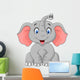 Cute Elephant Cartoon Sitting Wall Decal