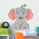 Cute Elephant Cartoon Sitting Wall Decal