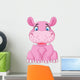 Cartoon Happy Hippo Sitting Wall Decal