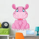 Cartoon Happy Hippo Sitting Wall Decal