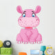 Cartoon Happy Hippo Sitting Wall Decal