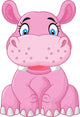 Cartoon Happy Hippo Sitting Wall Decal