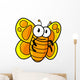 Yellow Spotted Butterfly Cartoon Wall Decal
