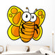 Yellow Spotted Butterfly Cartoon Wall Decal