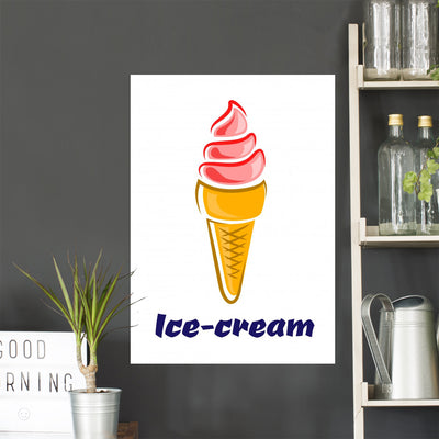 Sweet Strawberry Ice Cream Wall Decal shown on a wall
