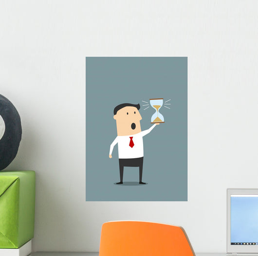 Businessman with Sandglass Worrying Wall Decal