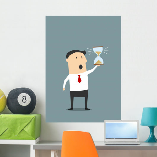 Businessman with Sandglass Worrying Wall Decal
