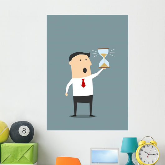 Businessman with Sandglass Worrying Wall Decal