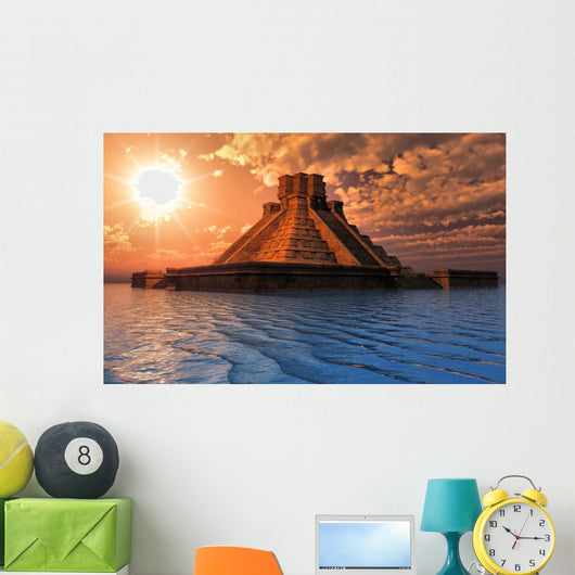 Temple Maya Sur L'eau Wall Decal
