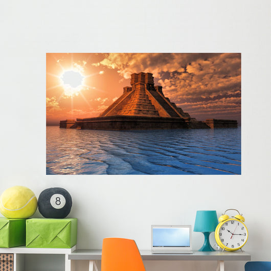 Temple Maya Sur L'eau Wall Decal