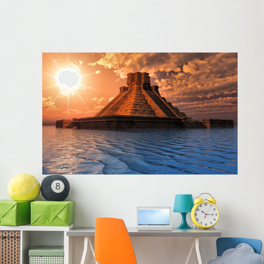 Temple Maya Sur L'eau Wall Decal