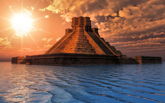 Temple Maya Sur L'eau Wall Decal