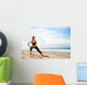 Sportswoman Doing Exercises Beach Wall Decal