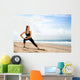 Sportswoman Doing Exercises Beach Wall Decal
