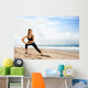 Sportswoman Doing Exercises Beach Wall Decal