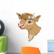 Brown Cow Head with Wall Decal