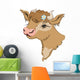 Brown Cow Head with Wall Decal