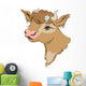 Brown Cow Head with Wall Decal