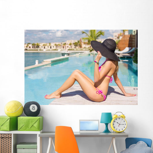 Woman Relaxing Luxury Resort Wall Decal