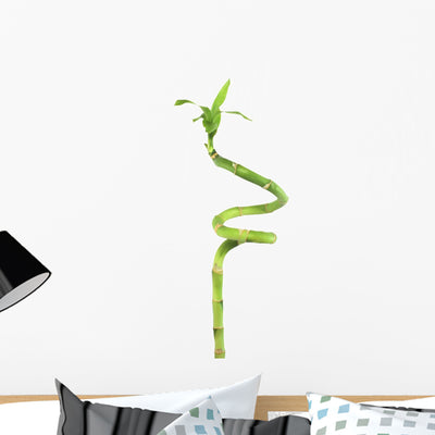 Bamboo Green Plant White Wall Decal shown on a wall