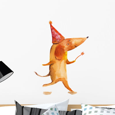 Dog Magician Vector Wall Decal shown on a wall