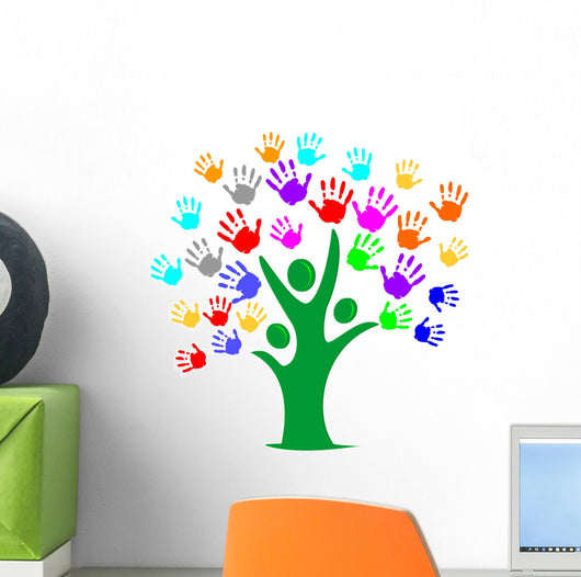 Friendship Hands Tree Team Wall Decal