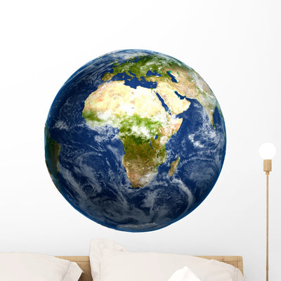 Earth Globe Map Wall Decal Design 2 shown on a wall