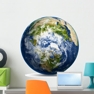 Earth Globe Map Wall Decal Design 1 shown on a wall