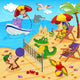 Animals Resting Beach Vector Wall Decal