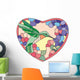 Flowers Heart Hummingbird Wall Decal