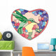 Flowers Heart Hummingbird Wall Decal