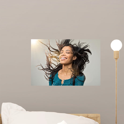 Joyful Woman with Hairstyle Wall Decal