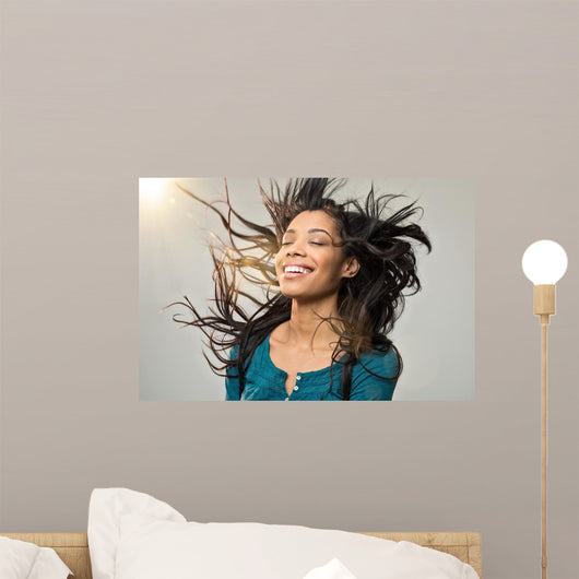 Joyful Woman with Hairstyle Wall Decal